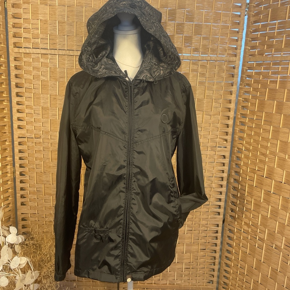 Pretty Green Black Hooded Utility windbreaker Rain Jacket Small